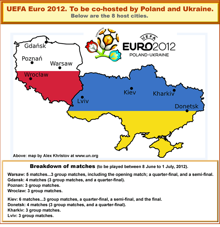 Below are the 4 Polish venues for the UEFA Euro 2012 competition, 